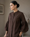 Chocolate Brown Puff Sleeve Co-Ord Set