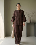 Chocolate Brown Puff Sleeve Co-Ord Set