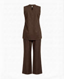 Chocolate Brown Cotton Sleeveless Co-Ord Set