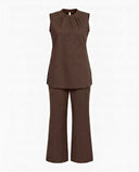 Chocolate Brown Cotton Sleeveless Co-Ord Set