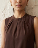 Chocolate Brown Cotton Sleeveless Co-Ord Set