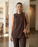 Chocolate Brown Cotton Sleeveless Co-Ord Set
