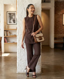 Chocolate Brown Cotton Sleeveless Co-Ord Set