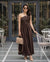 Chocolate Brown Halter Neck Smocked Long Dress