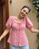 Alina Dusty Pink Puff Sleeve Top