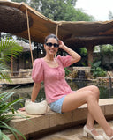 Alina Dusty Pink Puff Sleeve Top