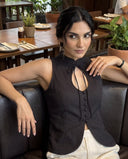 Elara Black Halter Top