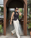 Elara Black Halter Top