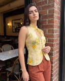 Elara Ivory Blossom Floral Halter Top