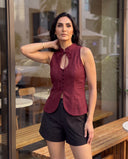 Elara Red Wine Halter Top