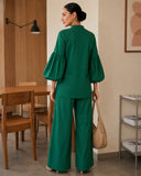Emerald Green Puff Sleeve Co-Ord Set