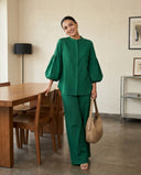 Emerald Green Puff Sleeve Co-Ord Set