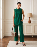 Emerald Green Cotton Sleeveless Co-Ord Set