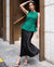 Mila Emerald Green Lace-Up Top & Black Midi Skirt
