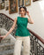 Mila Emerald Green Lace-Up Top