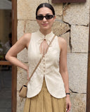 Elara Ivory White Halter Top