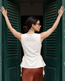 Mila Ivory White Lace-Up Top & Terracotta Midi Skirt