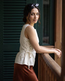 Mila Ivory White Lace-Up Top & Terracotta Midi Skirt