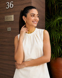 Ivory White Cotton Sleeveless Co-Ord Set