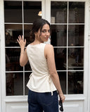 Mila Ivory White Lace-Up Top