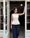 Mila Ivory White Lace-Up Top