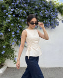 Mila Ivory White Lace-Up Top