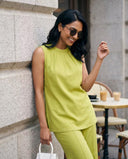 Macha Green Cotton Sleeveless Co-Ord Set