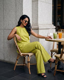 Macha Green Cotton Sleeveless Co-Ord Set