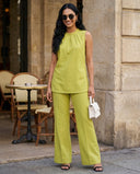 Macha Green Cotton Sleeveless Co-Ord Set