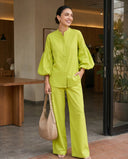 Matcha Green Puff Sleeve Co-Ord Set