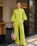 Matcha Green Puff Sleeve Co-Ord Set