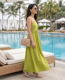 Matcha Green Halter Neck Smocked Long Dress