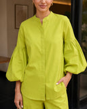 Matcha Green Puff Sleeve Co-Ord Set