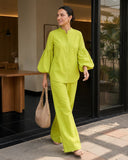 Matcha Green Puff Sleeve Co-Ord Set