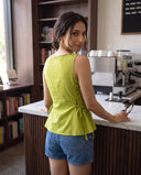 Mila Matcha Green Lace-Up Top