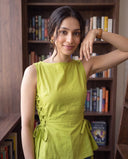 Mila Matcha Green Lace-Up Top