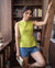Mila Matcha Green Lace-Up Top