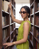 Mila Matcha Green Lace-Up Top