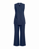 Midnight Blue Cotton Sleeveless Co-Ord Set