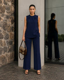 Midnight Blue Cotton Sleeveless Co-Ord Set