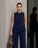 Midnight Blue Cotton Sleeveless Co-Ord Set