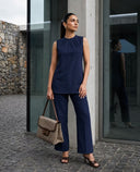 Midnight Blue Cotton Sleeveless Co-Ord Set