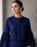 Midnight Blue Puff Sleeve Co-Ord Set
