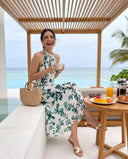 Reyva Ocean Green Floral Halter Maxi Dress