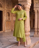 Olive Green Pintuck Kurta Set