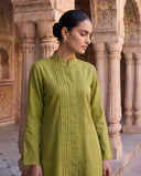Olive Green Pintuck Kurta Set