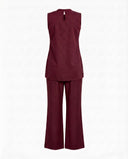 Wine Red Cotton Sleeveless Co-Ord Set