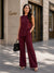 Wine Red Cotton Sleeveless Co-Ord Set