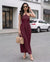 Wine Red Halter Neck Smocked Long Dress