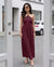 Wine Red Halter Neck Smocked Long Dress